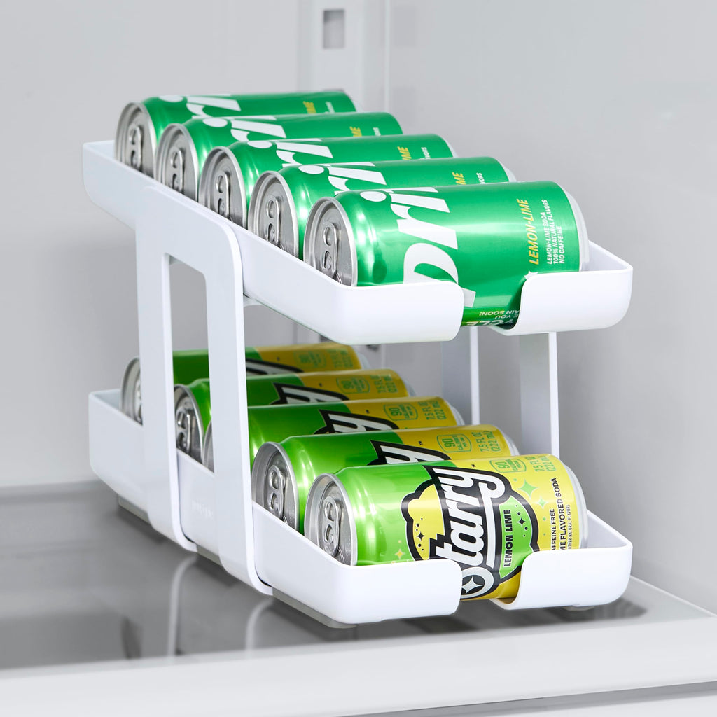 YouCopia RollDown Can Dispenser, Space-Saving Rolling Dispenser and Organizer for Refrigerator Storage, White