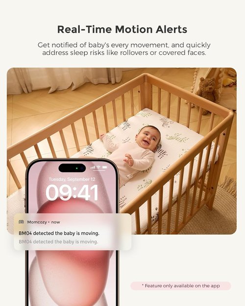 Momcozy BM04 Smart WiFi Baby Monitor - 2 Cameras, 5" 1080P Split Screen, Night Vision & 2-Way Audio