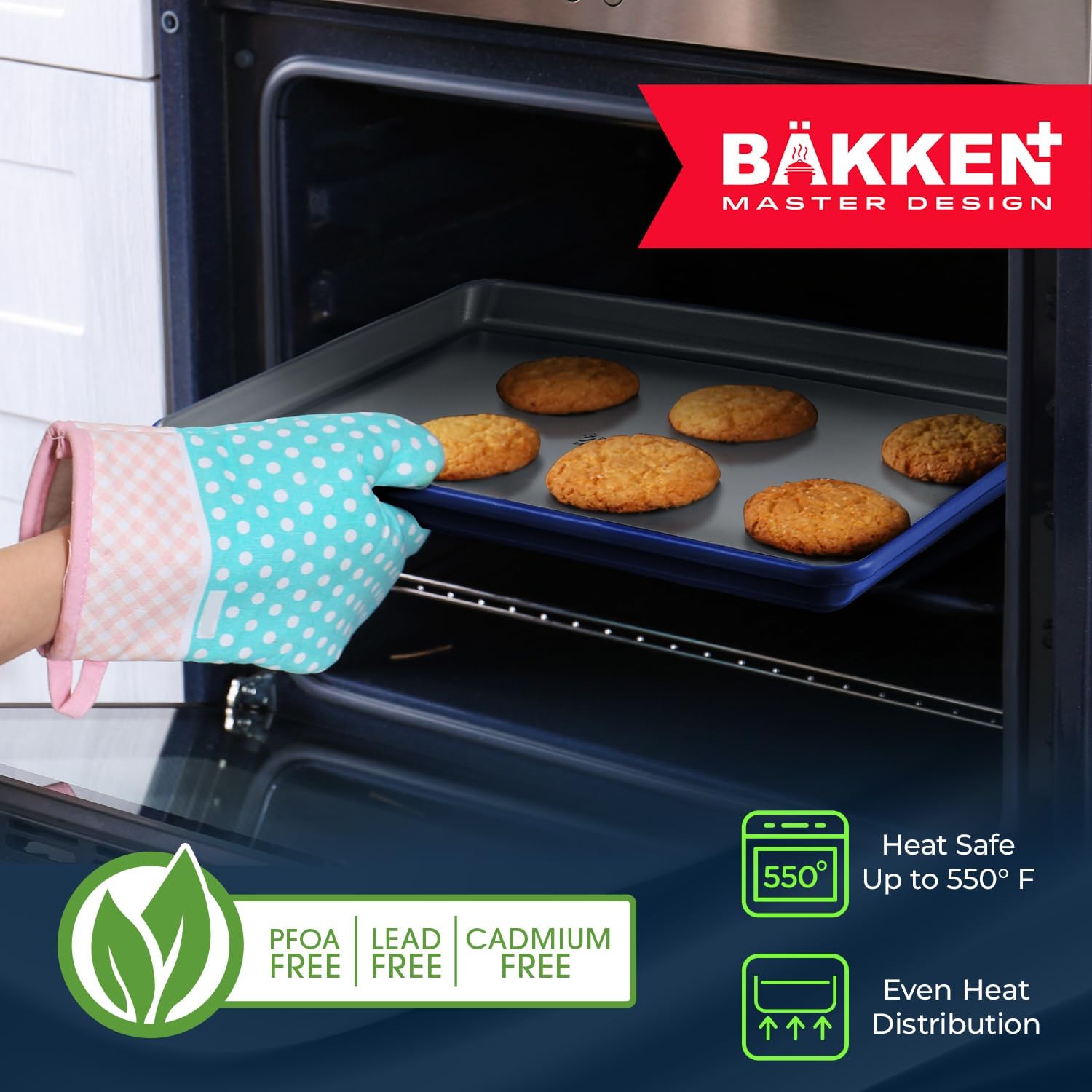 Premium Non-Stick Ceramic Baking Sheet Pan - Aluminized Steel, PFOA & PFAS Free - Perfect for Baking & Roasting - Medium Size (15.5" x 10") - Blue