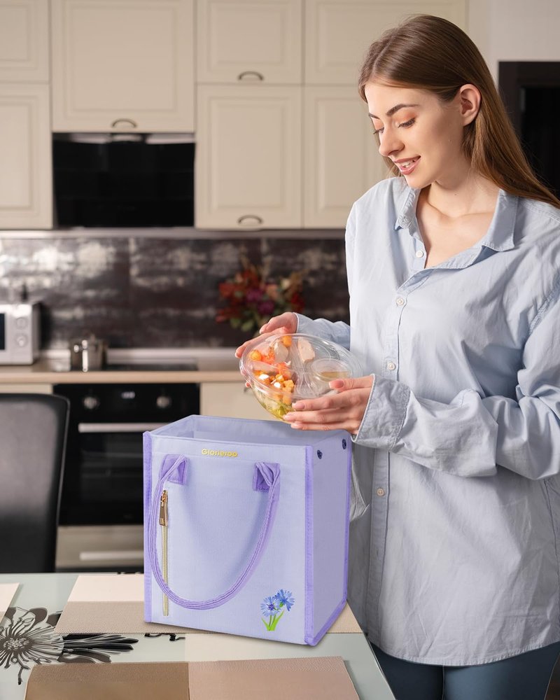 GLORIEROO Lunch Box Bag Women Girls - Insulated Leakproof Waterproof Lightweight Reusable Cooler for Work Picnic - Back to School Teacher Mothers Day Christmas Birthday Gifts