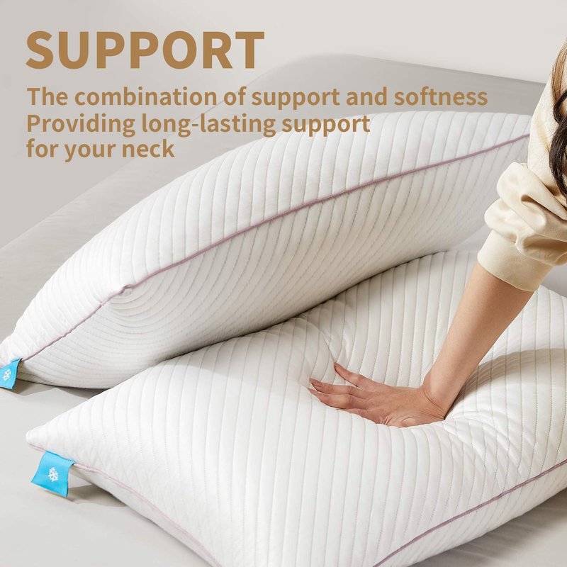 Olaftin Pillows Queen Size Set of 2 Cooling Shredded Memory Foam Pillows 2 Pack for Sleeping for Side Back Stomach Sleepers