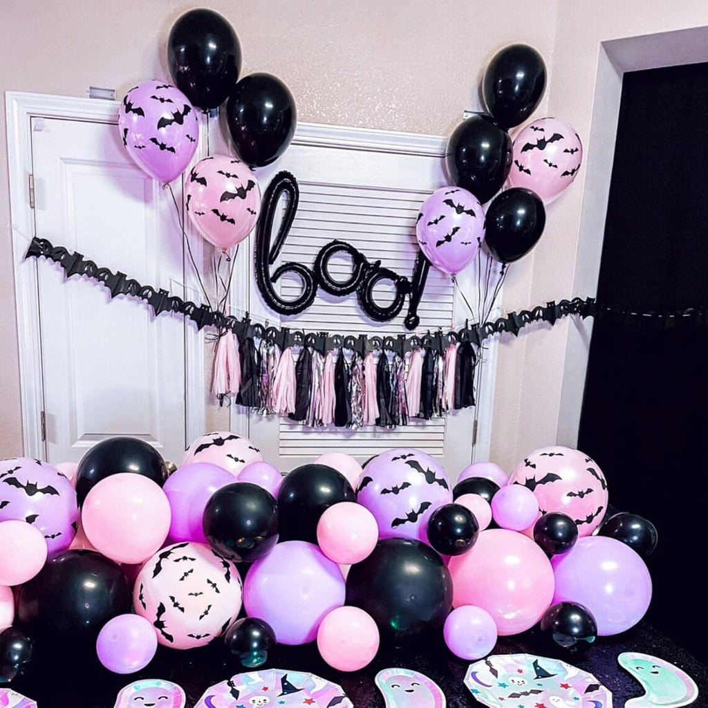 Purple Pink Balloons - 12 Inch Mermaid Halloween Set with Metallic Confetti | 35 Pcs for Parties