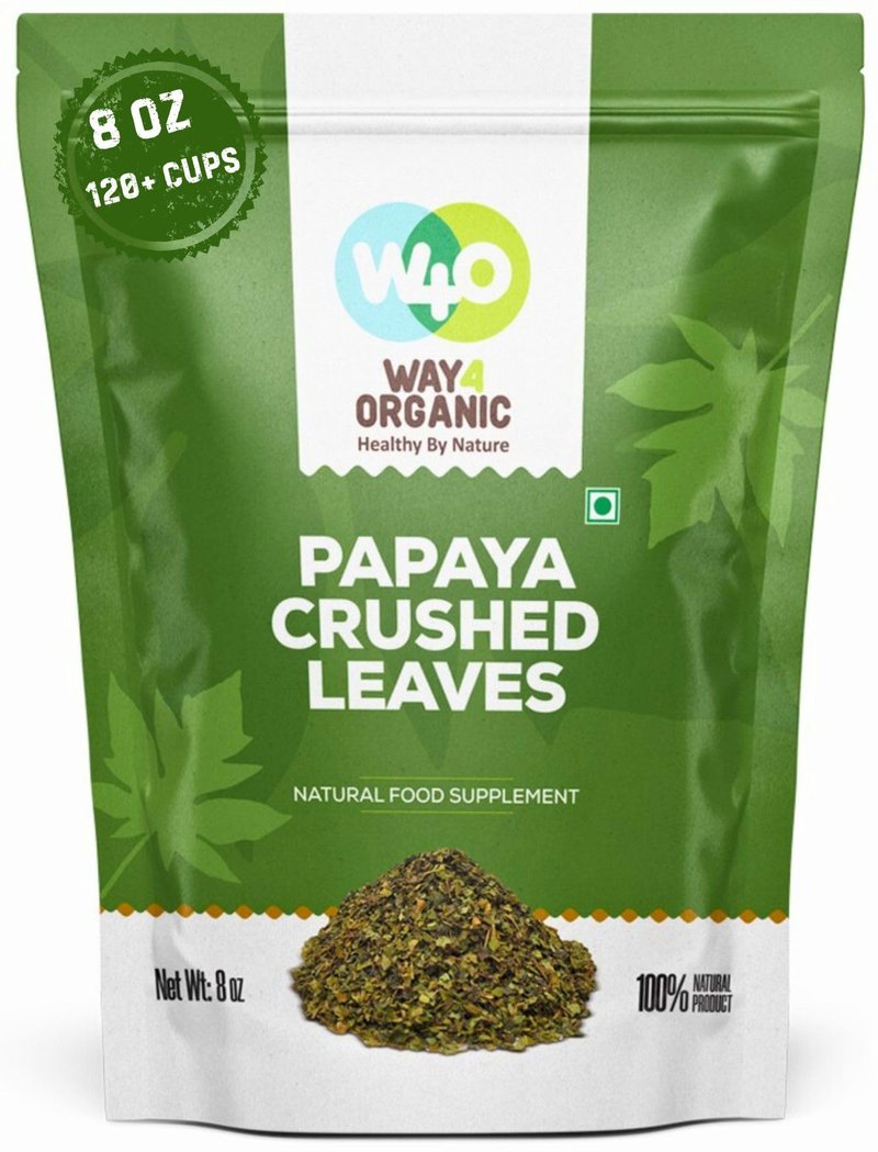 Papaya Leaf Tea 8 Oz, Dried from Fresh Green Leaves, Good to make Tea, 100% Loose Leaves(No Fruit, No Seeds) - Way4Organic (1 Pack(8 Oz))