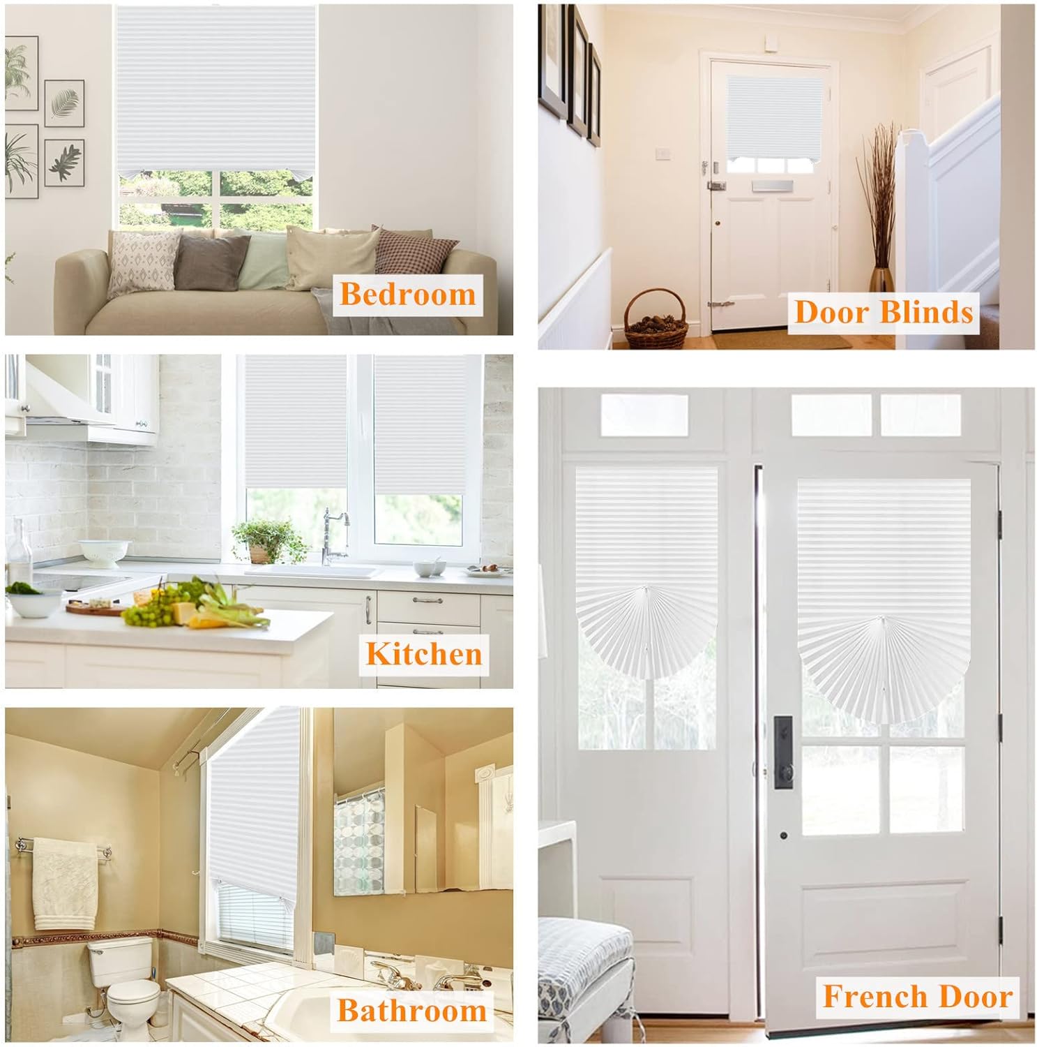 Skiennix Cordless Window Blinds - No Drill, Clip-On, Self-Adhesive Pleated Paper Shades for Home & Nursery