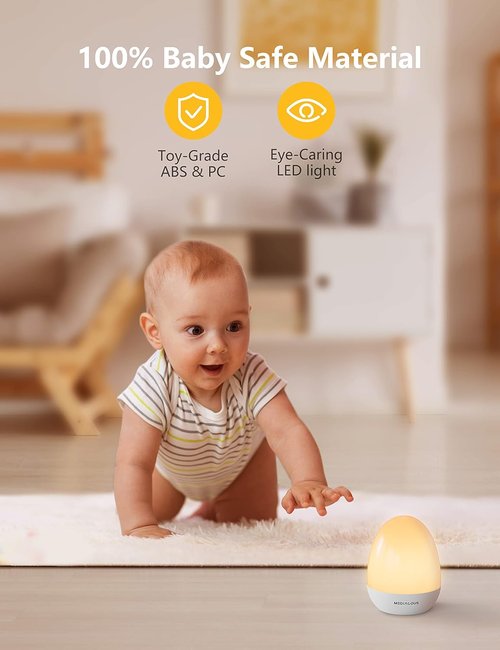 MediAcous Night Light - Dimmable Egg Design for Nursery | Touch Control & 1-Hour Timer, 200H Battery Life