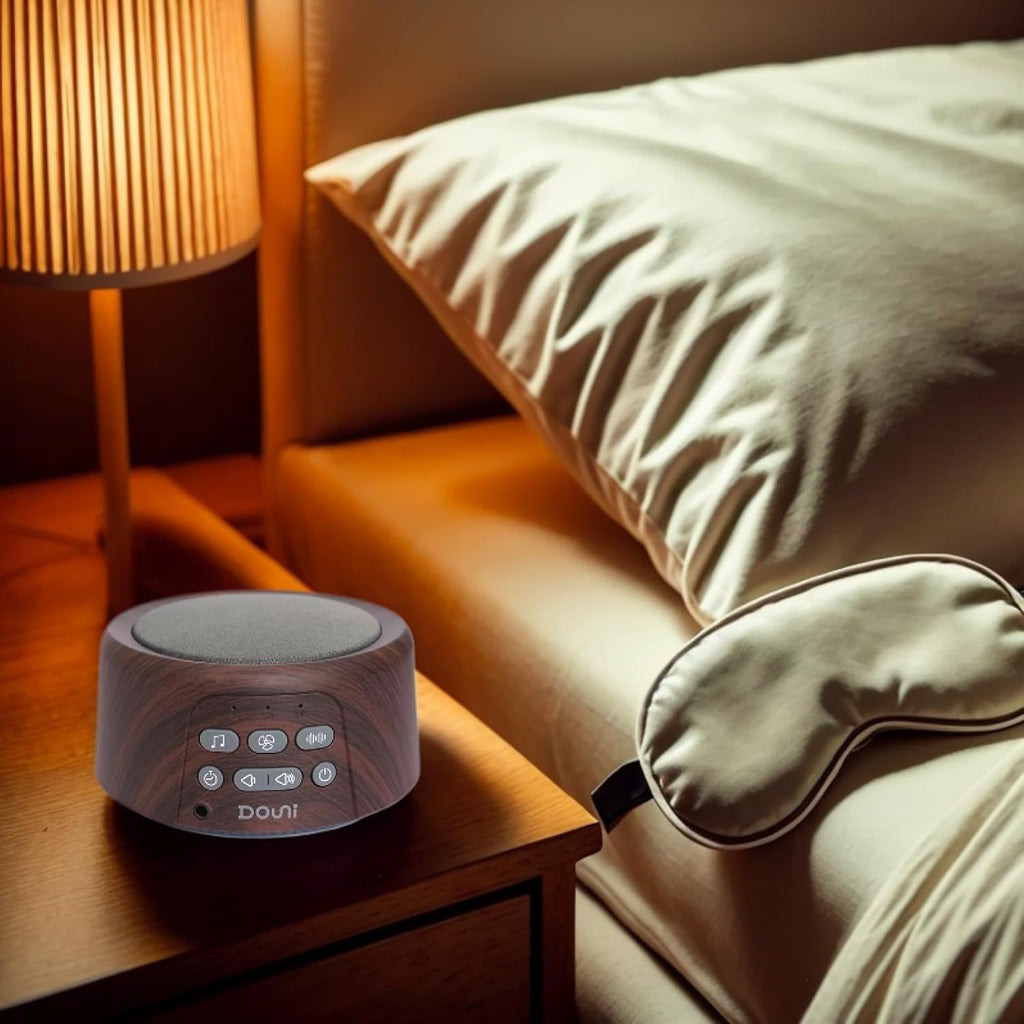 White Noise Machine - Soothing Sleep Sound Therapy with Timer & Memory Function | Brown Wood Grain Finish