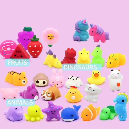 Mochi Squishy Toys - 30 Pack Mini Fidget Toys for Kids | Perfect Birthday Party Favors & Classroom Prizes