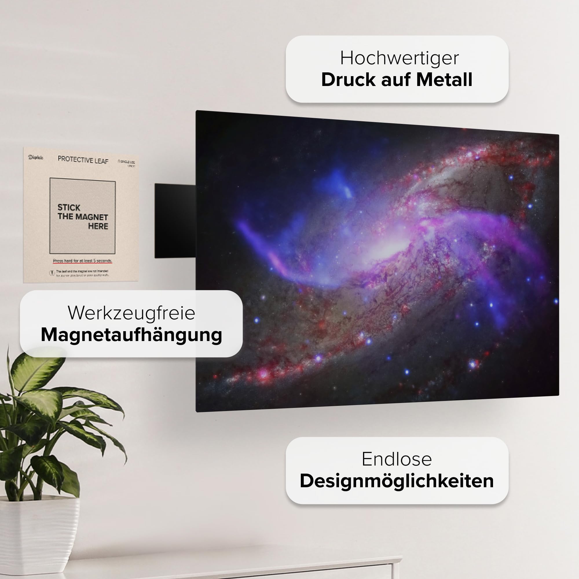 Displate – Metal Poster - NASA - Cosmic Space - NGC 4258 galaxy - Size M - 17.7x12.6 inch (32x45cm)