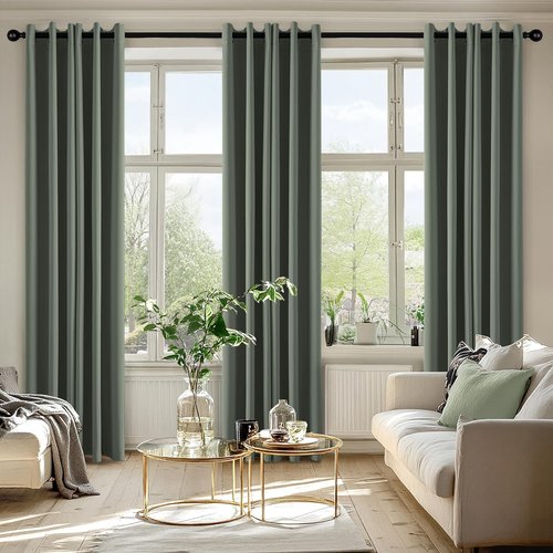 MIULEE Blackout Curtains - Thermal Insulated Room Darkening Drapes | 84-Inch, Dark Mallard Color, 2 Panels