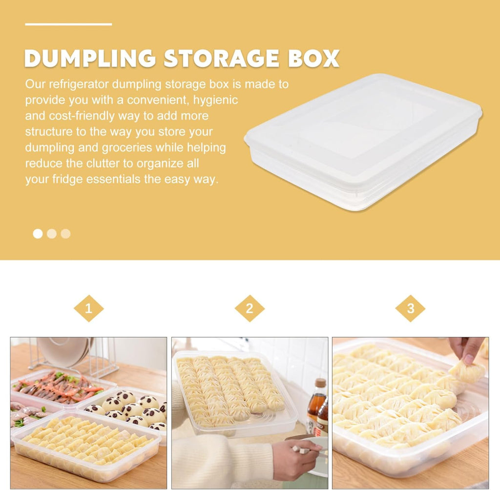 Uonlytech Large Airtight Dumpling Box - Clear Veggie Tray with Lid | Refrigerator Egg Storage Container