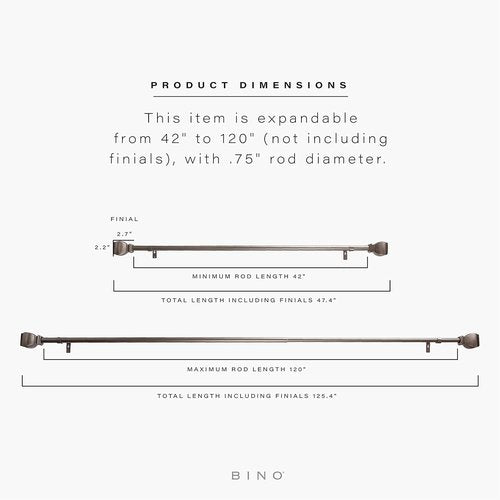 BINO Window Curtain Rod - Adjustable 42" to 120" Antique Nickel | Modern Drapery Solution