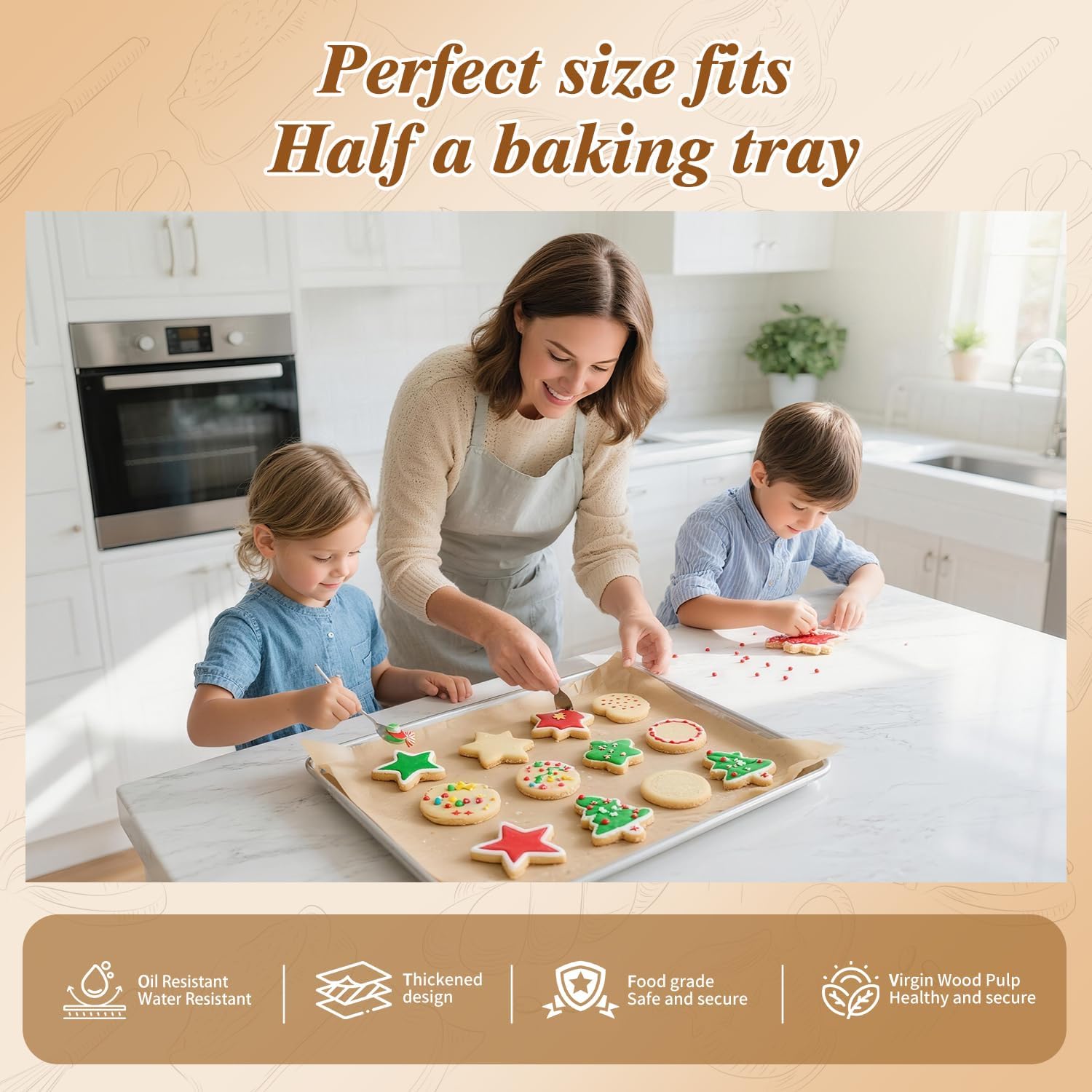 Regine Switzerland Parchment Paper Sheets - 300 Pcs Unbleached Non-Stick 12x17 Inches for Baking & Air Frying