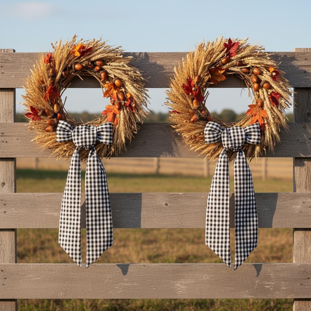 Skiennix Wreath Sash - Black White Checkered Plaid Bow Ribbon for Elegant Year-Round Home Decor (5.12" x 54.33")