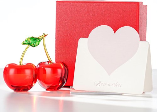 Crystal Cherry Decor - Elegant Glass Fruit Accent for Kitchen & Living Room | Red Collectible