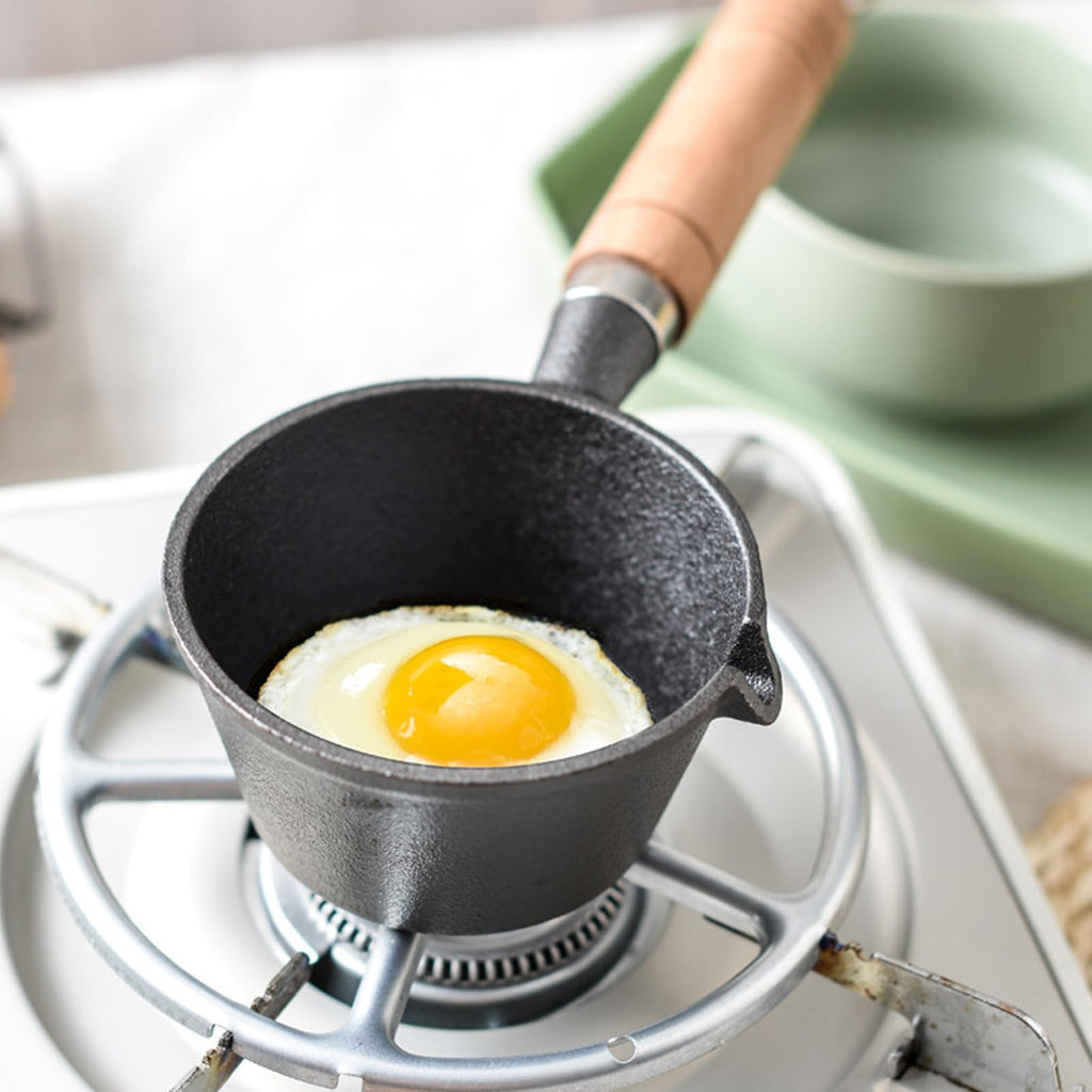 Yuecoom 4.3x2.0in Mini Frying Pan, Mini One Egg Frying Pan Cast Iron Omelette Pan Iron Solid Mini Pre Sauce Pan for Indoor Outdoor Cooking