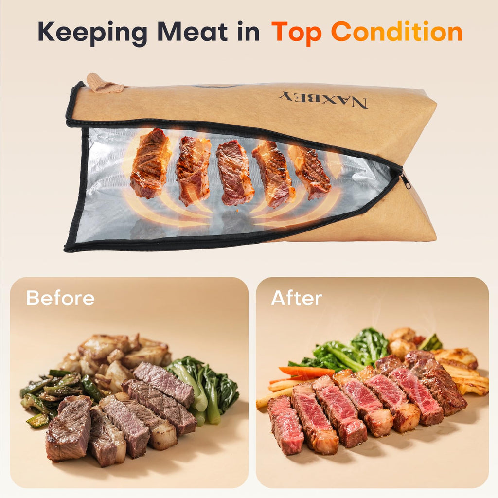 NAXBEY BBQ Meat Blanket for Resting Meat, 21 in Grill Blanket for Resting Meat, Wide Mouth Smoker Bag for Turkey, Ribs, Steak, Brisket