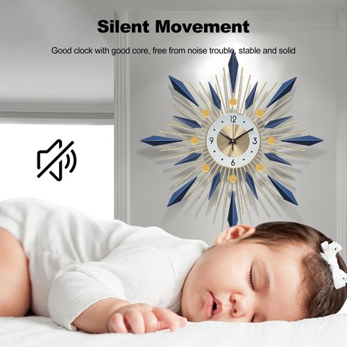 Ergocar Wall Clock, Stylish and Simple Large Decorative Kitchen Wall Clock, No Tick Silent Modern Metal Wall Clock, Suitable for Living Room, Office