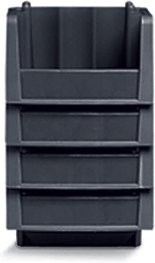 Akro-Mils Economy Stacking Shelf Storage Bins - Durable Plastic, 18"x6.625"x7", Black (10-Pack)
