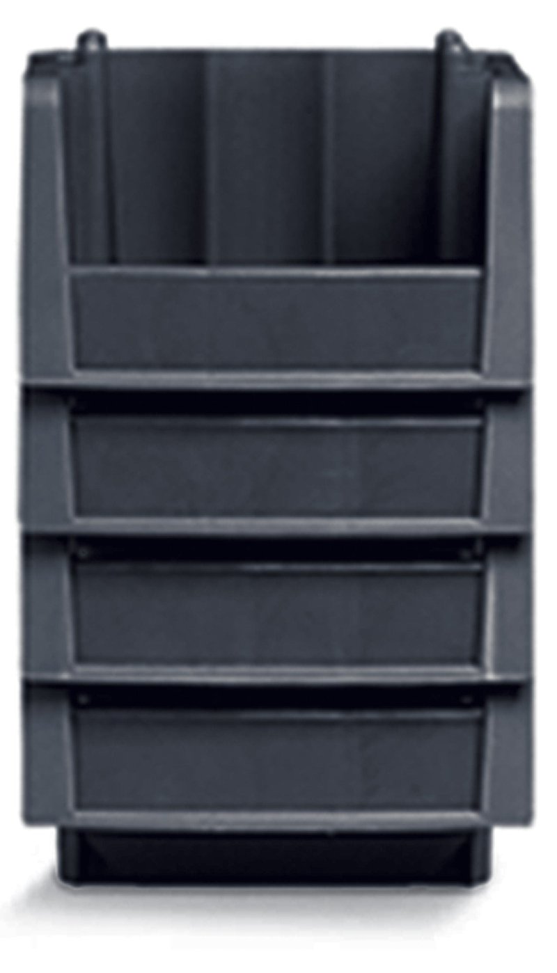 Akro-Mils 30796 Economy Stacking Shelf Plastic Storage Bins, (9-Inch x 6-5/8-Inch x 5-Inch), Black (10-Pack)