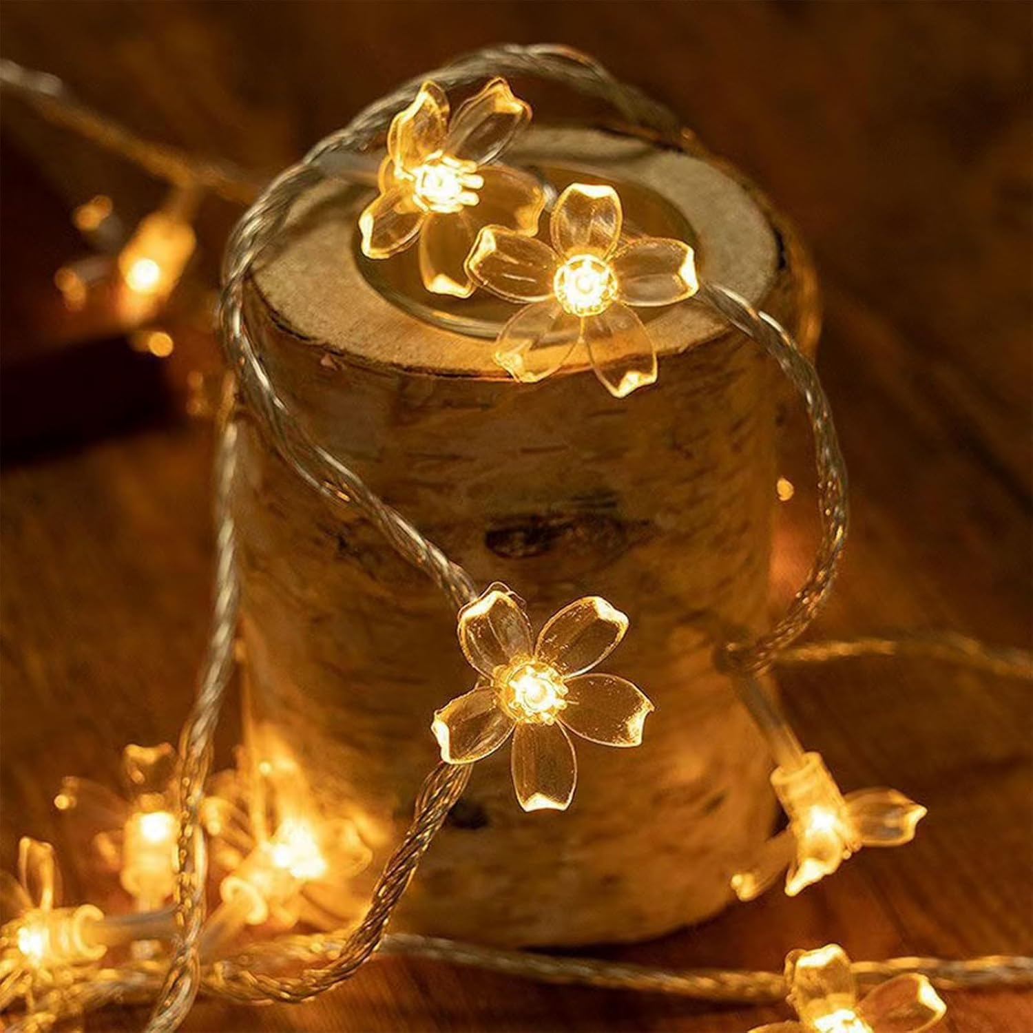 Skiennix Decorative Flower String Lights - 33ft 100 LED Soft Cherry Blossom Fairy Lights | Warm White for Bedroom, Patio, Wedding Decor