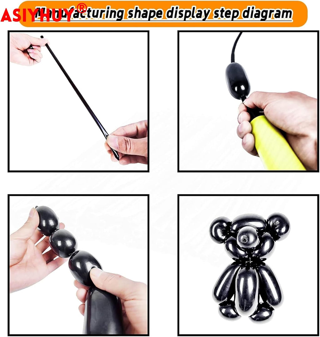 Skiennix 260 Long Balloons - 100 Pack Black Twisting Latex for Animal Models | Perfect for Halloween, Weddings, and Birthdays