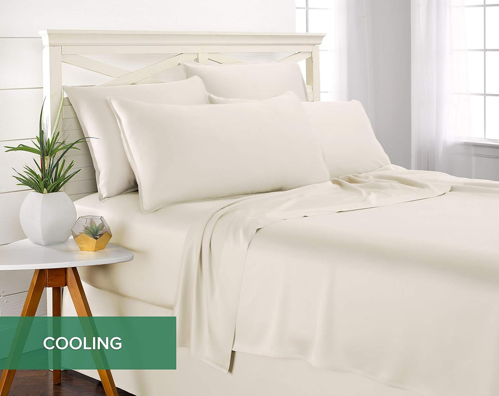 Pure Bamboo Queen Sheets - Luxuriously Soft 100% Organic Viscose Bed Sheet Set | Cooling & Durable (Queen, Ivory)