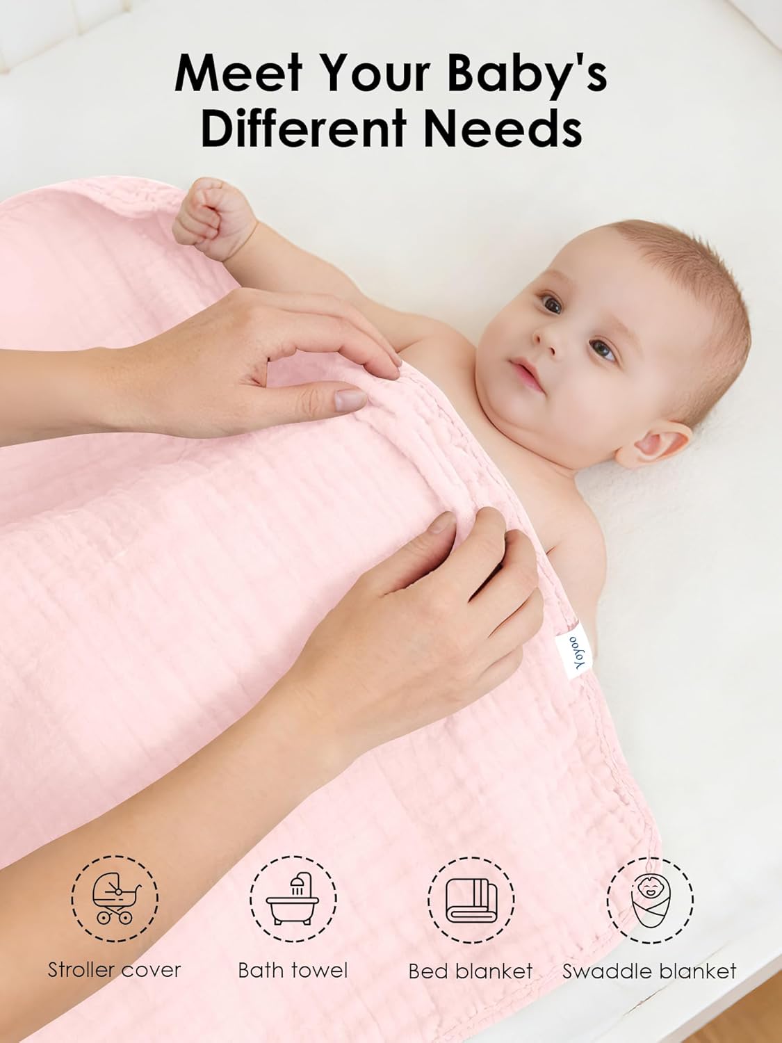 Muslin Hooded Baby Bath Towels - Ultra-Soft 100% Cotton | 3 Pack for Newborns & Toddlers - 32x32 Inch, Quick-Dry Pink Series