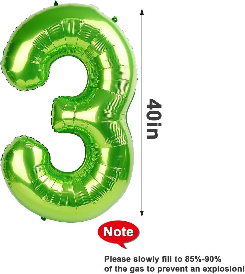 Numbers Balloon - 40 Inch Light Green 3 Balloon for Birthday Party Decor | Perfect for Three-Year-Old Celebrations