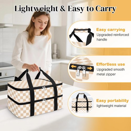 Coobiiya Insulated Casserole Carrier - Keeps Food Hot or Cold | Portable 9" x 13" Lasagna Tote Bag