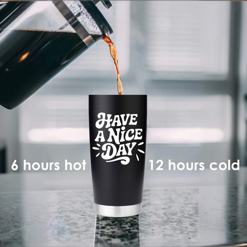 Vanteen White Elephant Gift for Adults - Have A Nice Day Funny Gag Gift Idea for Coworker, Best Friend, Men, Women - Travel Coffee Tumbler 20 oz, Stainless Steel Mug with Lid