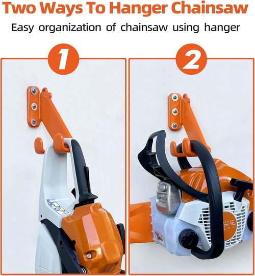 Chainsaw Hanger - Heavy Duty Wall Mount Holder for Garage Organization | 2 Pack Storage Solution