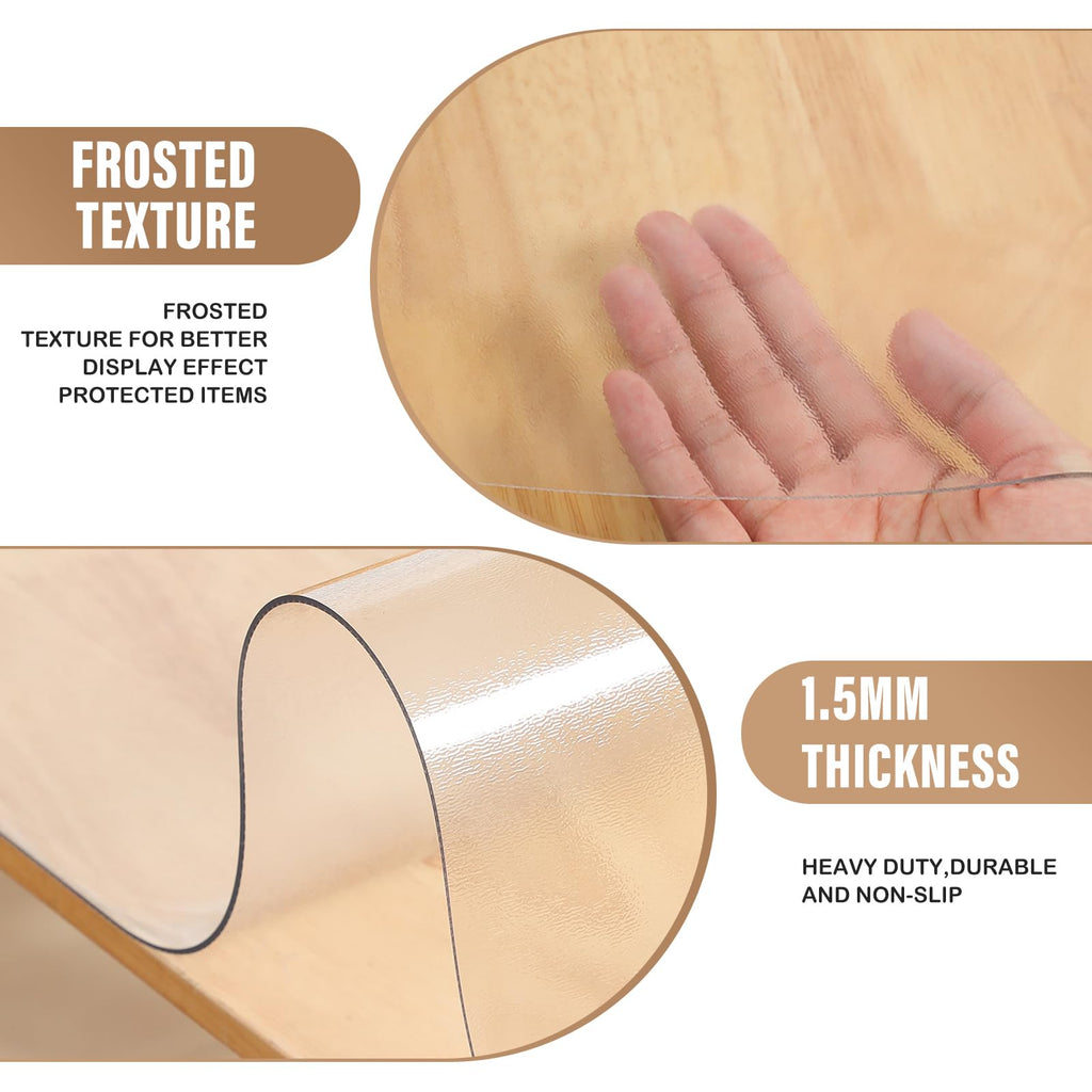 MOCAL Clear Plastic Kitchen Countertop Cover Mat Table Protector Cover Wooden Furniture Tablecloth Wipeable Vinyl PVC Coffee End Table Chair Floors Pad Scratch Proof