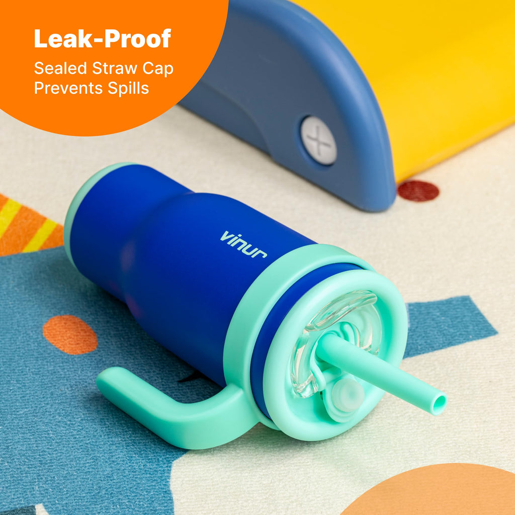 VINUR Insulated Tumbler with Handle 17 oz Stainless Steel Double Wall Vacuum Tumbler Travel Water Cup with Lid and Straw(Canyon Red-Navy)