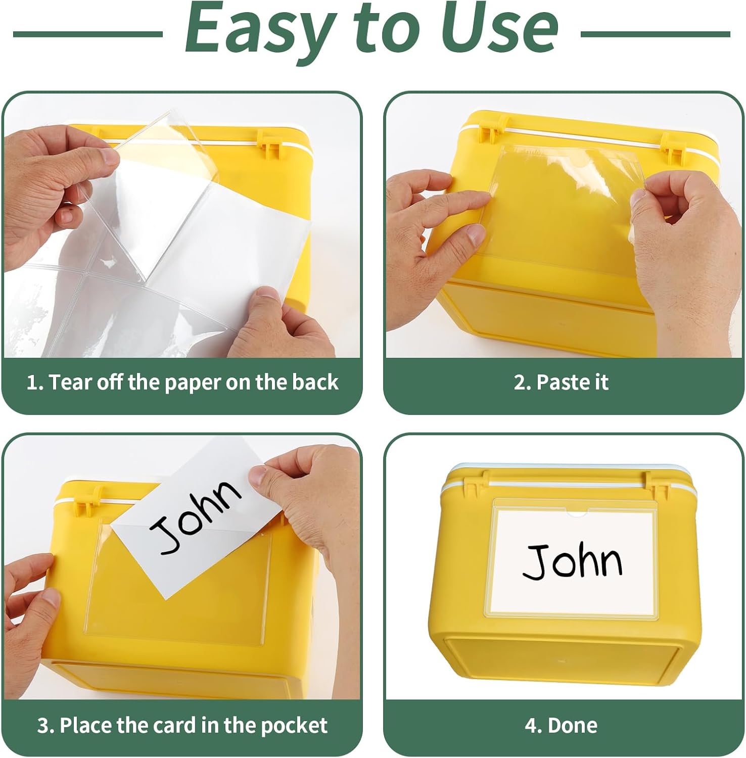 NIUBIER Storage Bin Labels - 42 Pack Clear Adhesive Pockets | Removable Tote Stickers for Easy Packing
