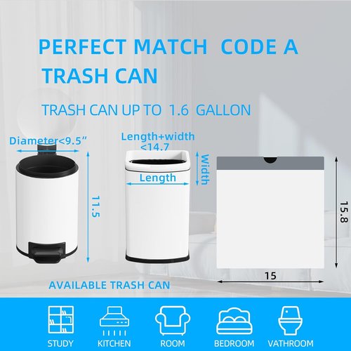 KSSKSS Mini Drawstring Trash Bags - 120 Counts, 1.6 Gallon, White Bin Liners for Home & Office