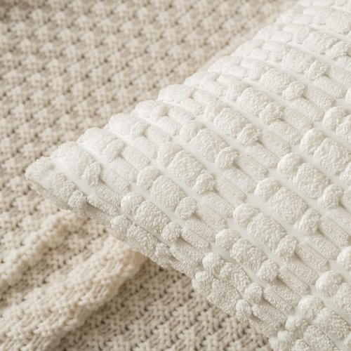 MIULEE Euro Sham Pillow Covers - Soft Boho Striped Corduroy | Set of 2, 24x24 Inch, Pure White