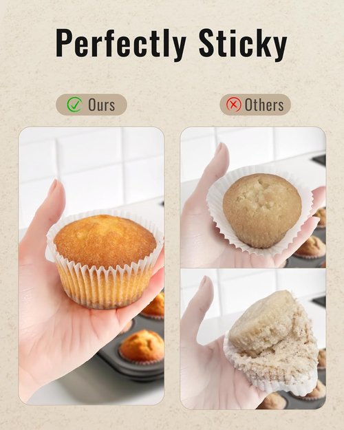 Bake Choice 200pcs White Cupcake Liners - Greaseproof Non-Stick Muffin Wrappers for Parties & Events