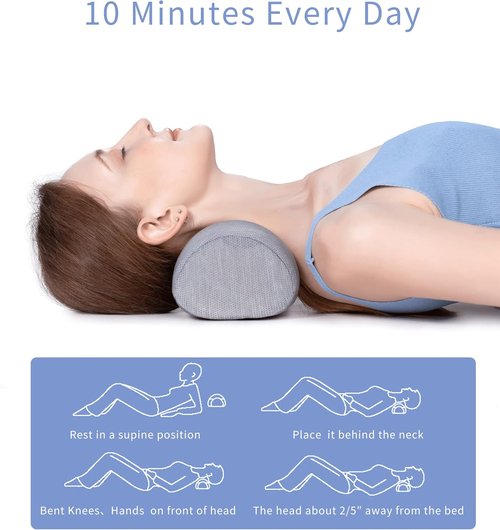 Bespilow Cervical Memory Foam Neck Roll Pillow - Contour Support for Neck Pain Relief | Odorless & Breathable
