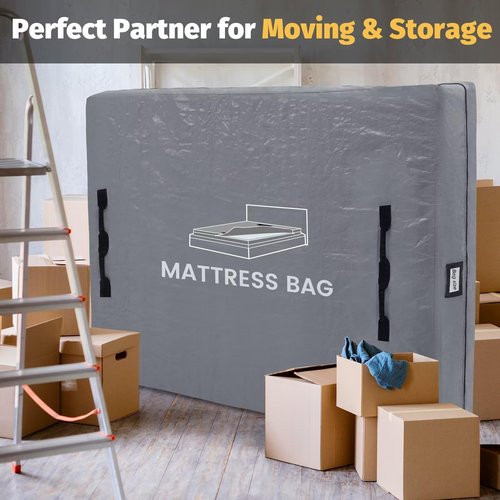 Mattress Bags for Moving and Storage, BETU Waterproof Mattress Protector Twin XL Mattress Cover with 8 Heavy Duty Handles and Zipper Extra Thick Moving Supplies for Dorm (2 Pack:82x42x13.5 Grey)