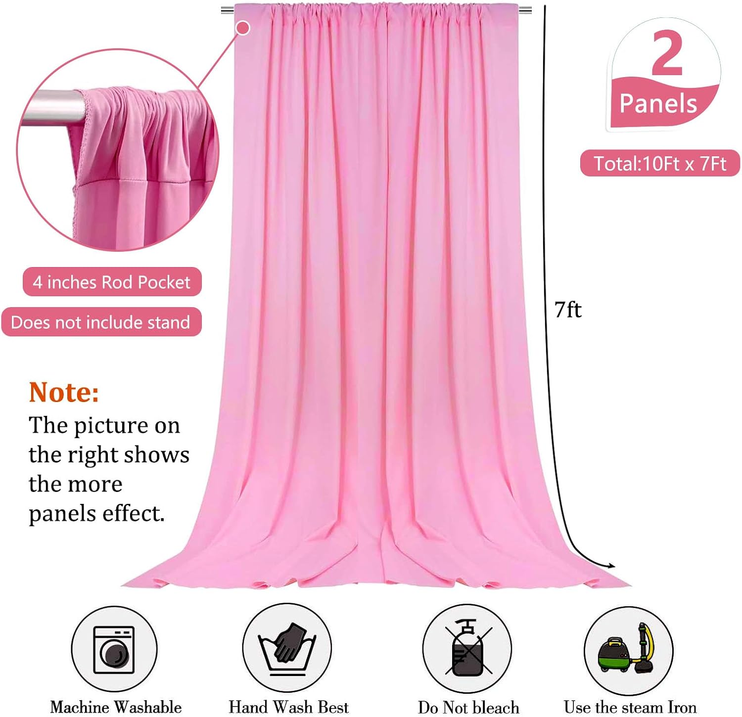 Skiennix Pink Backdrop Curtain - 10 x 7 Feet for Parties, Photoshoots & Events | 2 Panels