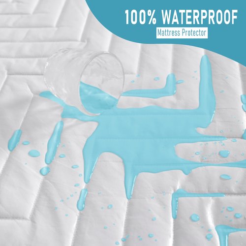 NTBAY Waterproof Mattress Protector, Quilted Queen Fitted Mattress Cover with 15" Deep Pocket- Machine Washable - Soft and Breathable Mattress Pad Cover, Black