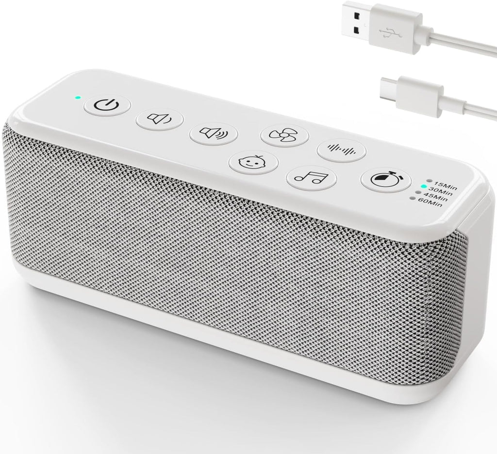 OnLyee White Noise Machine - USB Rechargeable Sound Machine with 42 Soothing Sounds for Sleep & Focus