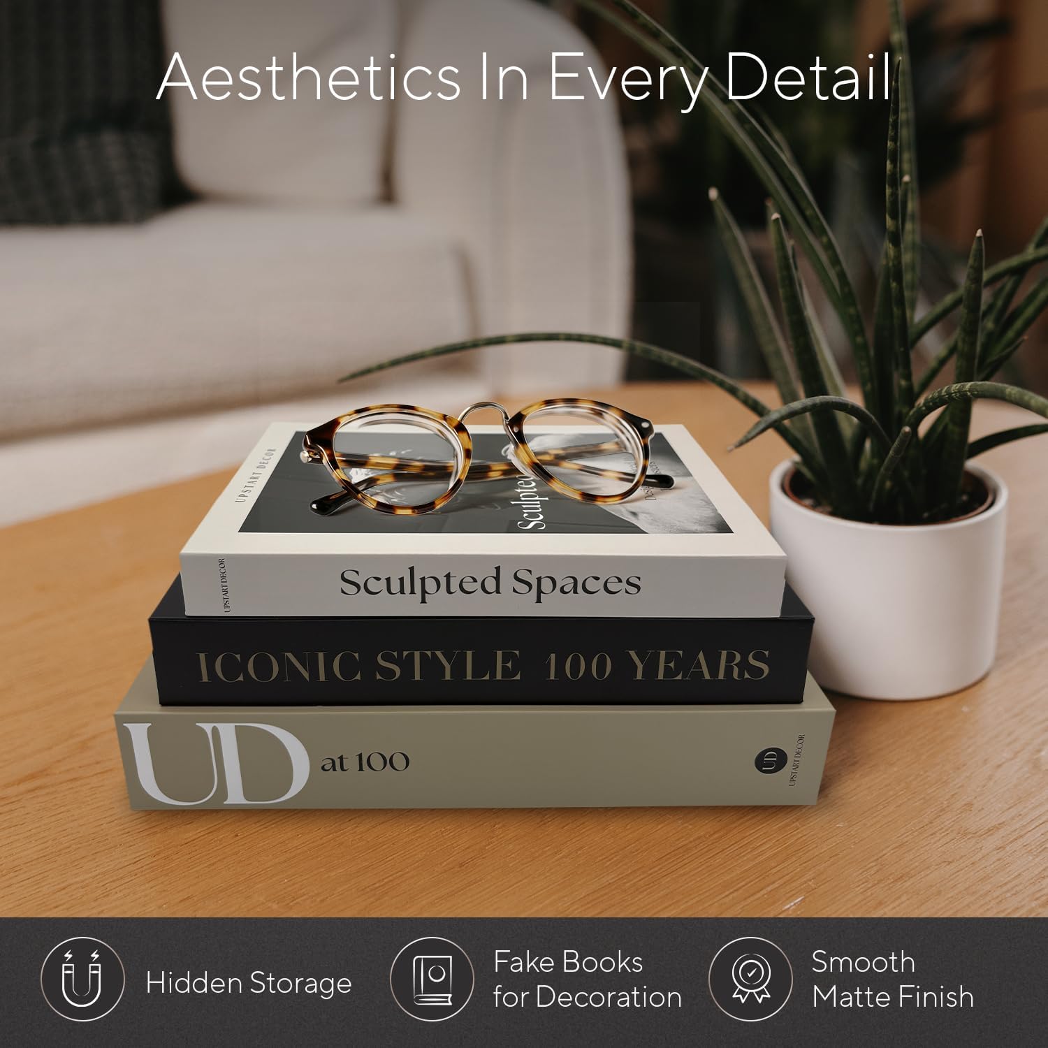 Regine Switzerland Aesthetic Decorative Books - Set of 3 Faux Designer Books for Mid-Century Decor | Minimalist Storage Box