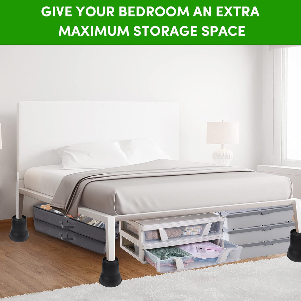 DEDU Bed Risers 6 Inch Heavy Duty 9 Pack, Furniture Risers with Caster Pads Supports Up to 6600 Lbs, Round Couch Risers for Sofas, Couch, Desk or Chair (Black)