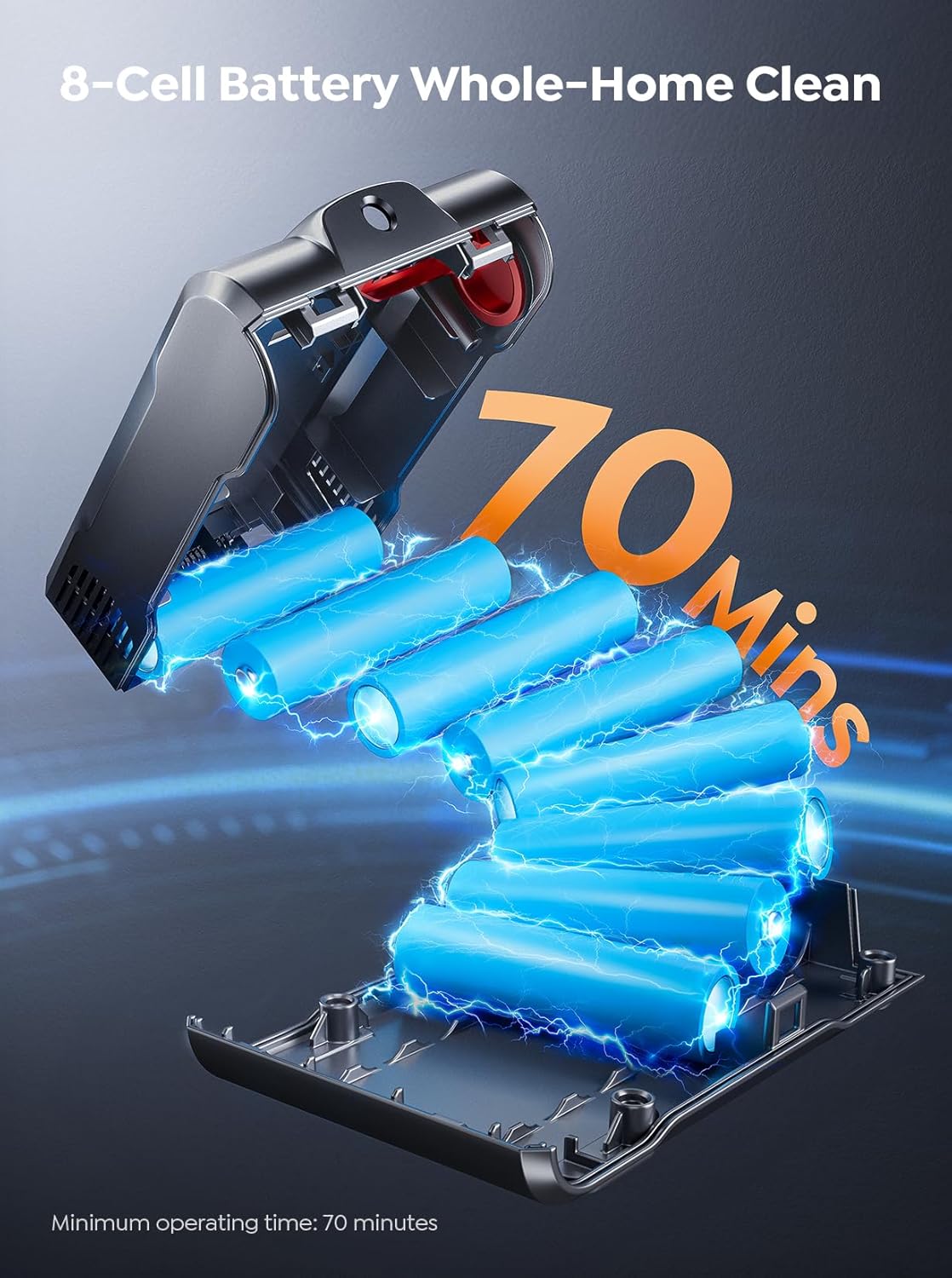 Skiennix Cordless Vacuum Cleaner - 55KPA Powerful Suction, 70 Mins Runtime, LED Touchscreen, Pet Hair & Carpet Friendly