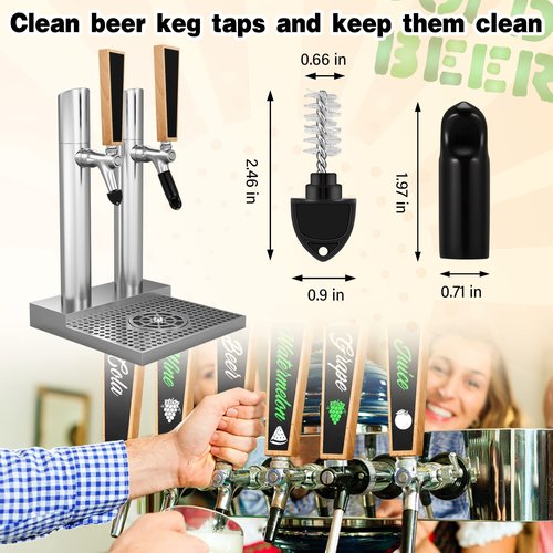 Queekay 2 Pcs Chalkboard Beer Tap Handles Wooden Walnut Keg Tap Handle with Chalk Markers Taps Handles Gift for Beer Bar Lovers Home Brewers Bars Restaurant Wedding (Log)