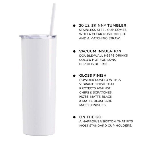 Go Greek Chic Delta Delta Delta Laser Engraved Skinny Tumbler with Straw (White)
