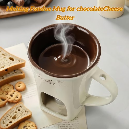 Sweet Fondue Cup,Chocolate Melting Fondue Mugs Set,Chocolate Melting Pot,Fondue Cups With Forks For Date Night Birthday Wedding Gifts (Brown)
