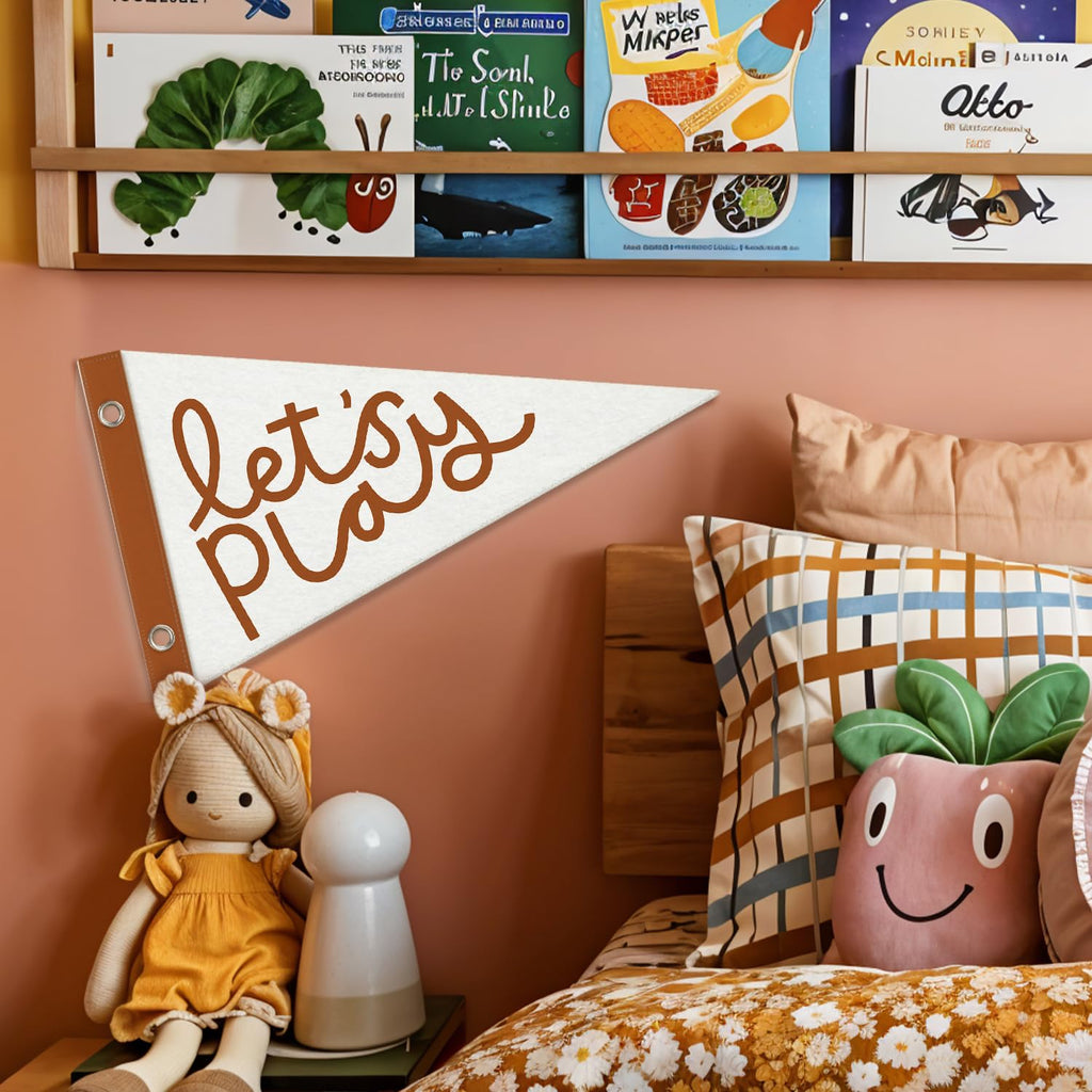 MOFUYU Classroom Door Nursery Decor Pennant Banners Flags,Playroom Sign Decor,Kids Room Felt Banner Wall Art Decor for Playroom，Homeschool，Toddler Boys Girls Room，Nursery 7.4x14 Inch