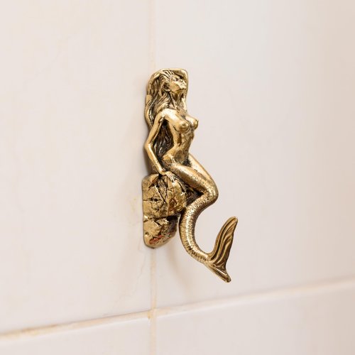 TUTURA LUTSS Mermaid Clothes Brass Hanger Holders Storage Racks. Handcraft Hooks for Hanging Coats Towels Keys Hats Purse Backpacks. Unique Design Gift